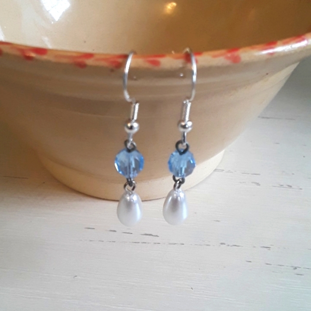 Beautiful Vintage Glass Bead Earrings,  Sterling Silver Hooks, Hand Crafted